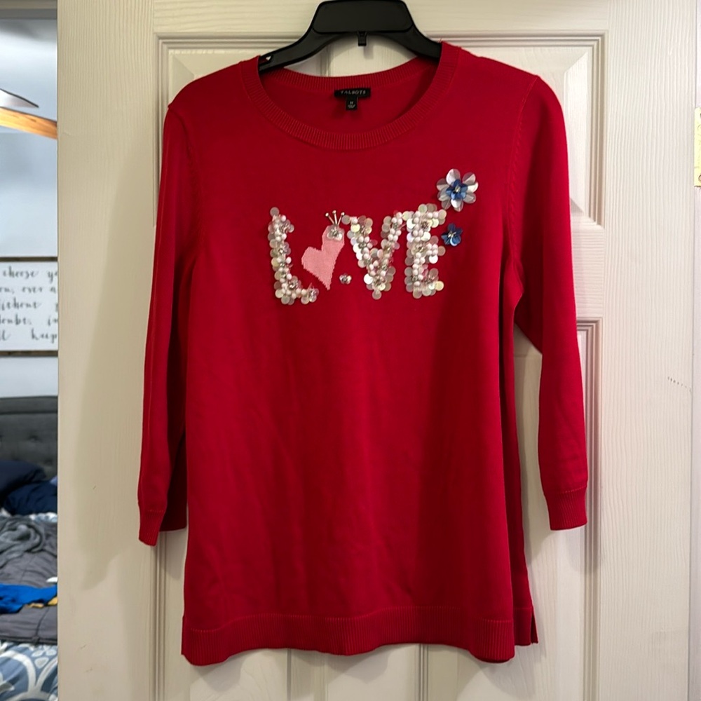 Talbots red LOVE sweater ❤️
